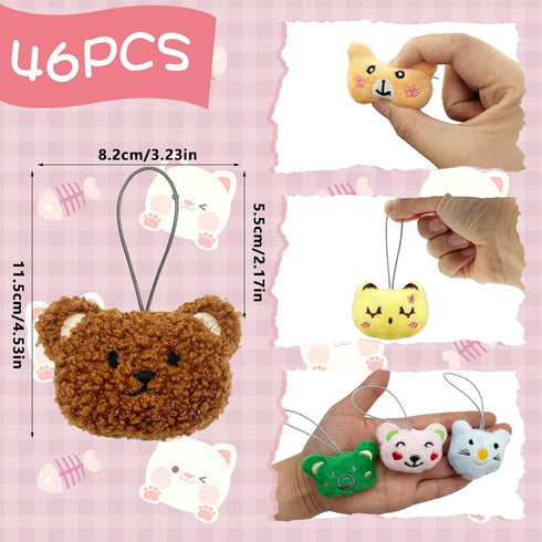 46 PCS Mini Animal Plush Toys Set Cute Small Animal Stuffed Toy Keychain for Party Favors Keychain Ornament for Goody Bag Easter Egg Stuffers Carnival Birthday Party Classroom Prizes
