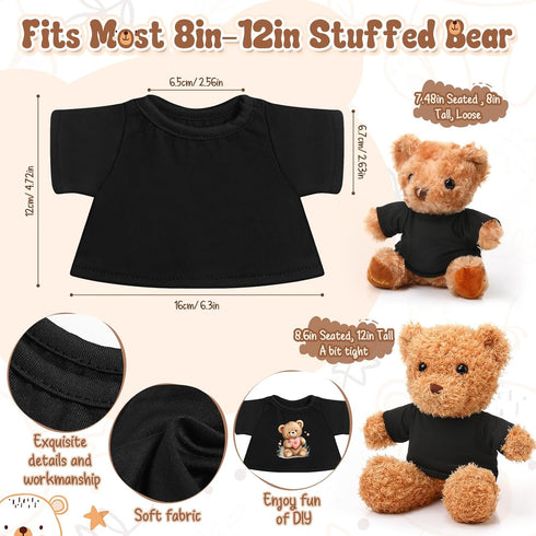 Litherr S 8-12 Inch Sublimation Stuffed Bear Clothes Shirt Fit Plush Animal Tiny Blank Stuffed Animal Tshirt Easy