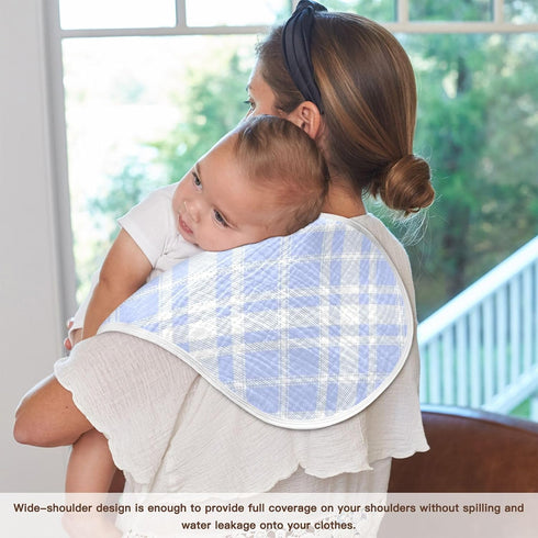 decor gift 4 Pack 22x11in Cotton Muslin Burp Cloths Easy Care Blue Checkerboard Baby Rags for Newborns boy and Girl
