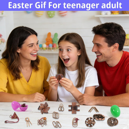 Mojimky 24pcs Easter Egg Fillers with Brain Teaser Puzzles Toys, Easter Basket Stuffers for Teens, Eggs Hunt Games