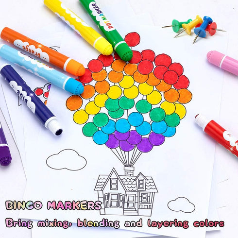 Dot Markers, Washable Dot Markers for Kids, 24 Colors Bingo Paint Daubers Marker Kit with Free Activity Book