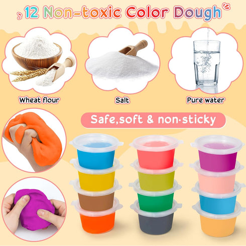 Vunrahsg 4 1 Set 3-5 4-8 59Pcs Playset 3 4 5 6 7 8 in Color Dough for Kids Play Kitchen Ice Cream Slime Tools