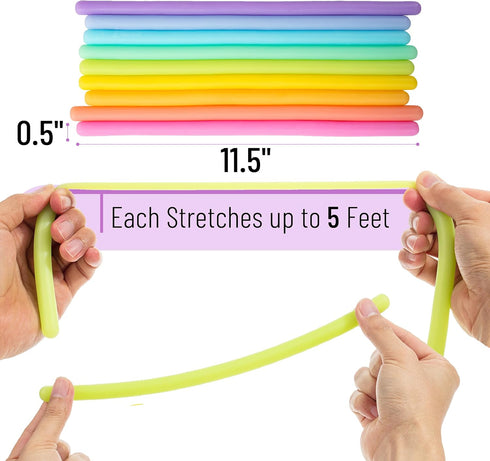 9 Pack, Mr. Pen- Monkey Noodles Fidget Toy, Marshmallow Playground Color Theme, Colorful Non-Toxic Silicone, Stretchy