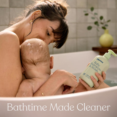 Pack 2, Pipette Vanilla + Ylang Ylang Wash and Lotion Duo, of Clean, Includes Baby Body Wash and Lotion for Newborns