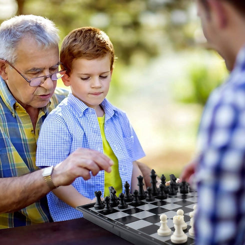 DINOBROS Magnetic Travel Chess Set, Folding Board Portable Chess Board Games Gift for Kids and Adults
