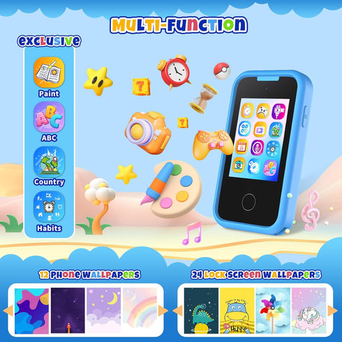 Kids Smart Phone Dinosaur Toys for Boys Ages 3-8, Touchscreen Kids Cell Phone with Music Player & Camera