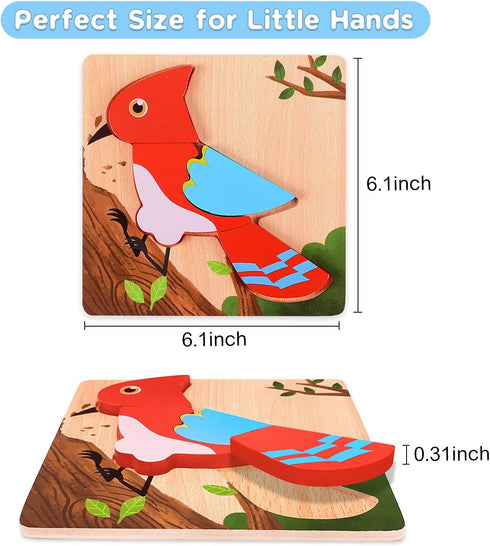 Magifire Wooden Puzzles for Toddlers 1-3, Set of 6 Montessori Baby Puzzles with Storage Bag