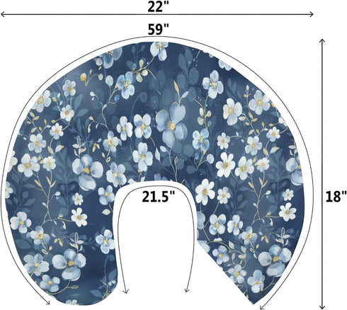 Summer Wonderful Flowers Baby Nursing Pillow Covers for Boy Girl Vintage Blue Floral Nursing Pillow Slipcovers