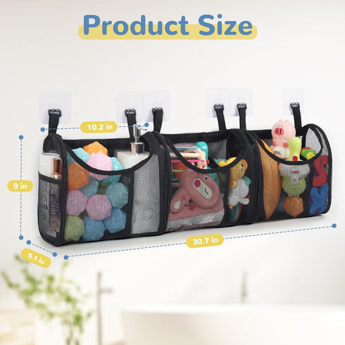 Bath Toy Storage, Detachable Holder with 6 Compartments, Mesh Shower Caddy for Easy Access & Sorting