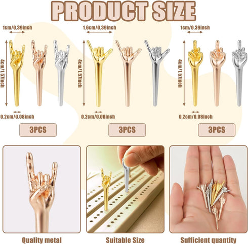 9pcs Cribbage Board Pegs, Metal Cribbage Pegs Funny Finger Pegs Gesture Cribbage Pegs Cribbage Board Game Accessories for Friends and Family (3 Colors)