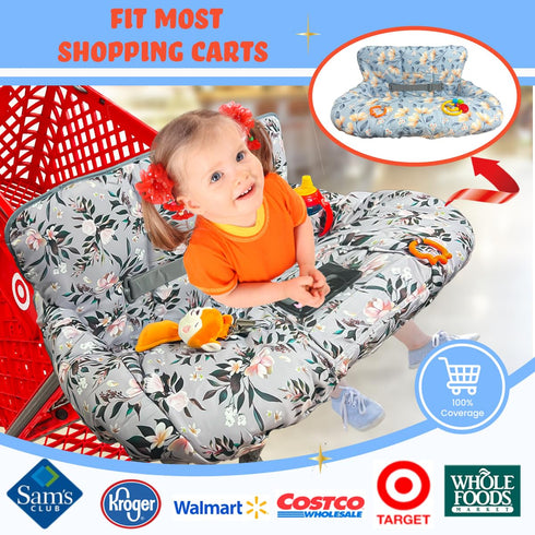 Shopping Cart Cover for Baby, Waterproof Restaurant High Chair Cover - Double Sided Grocery Cart Cover for Baby Boy