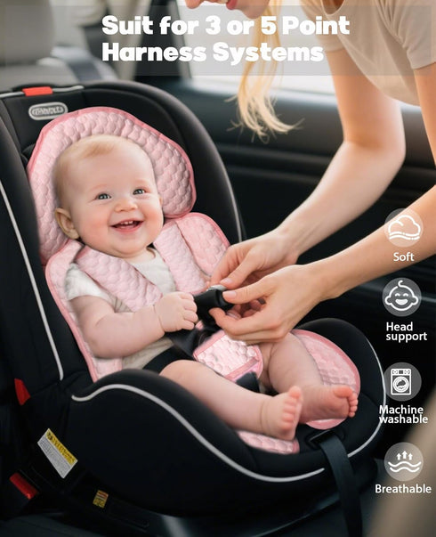 2-in-1 Infant Car Seat Insert, Reversible Baby Carseat Cushion for Newborns Toddlers Head & Body Support Pad