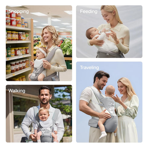 6-in-1 Baby Carrier, Ergonomic Baby Carrier Newborn to Toddler, Safety-Certified Infant Toddler Carrier with Hip Seat