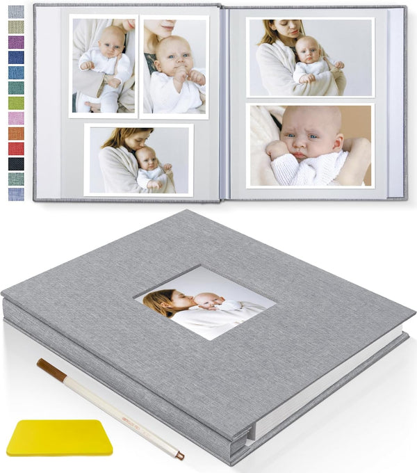 Popotop Photo Album, Self Adhesive with Picture Display Window, 40 Pages DIY Baby Memory Book for Wedding