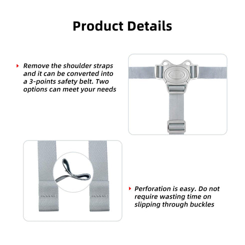 Adjustable High Chair Straps, Baby Safety Strap Belt for Stroller, Pushchair, Pram, Buggy (Grey)