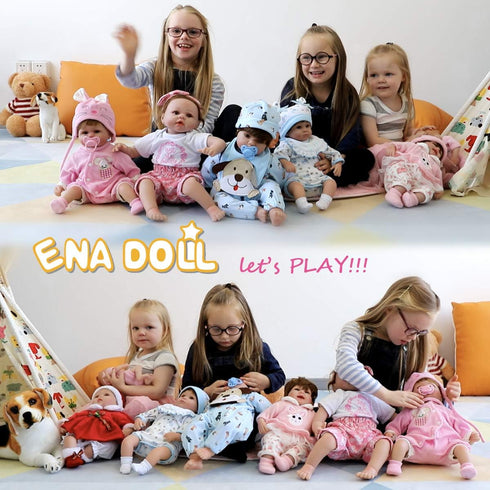 ENADOLL 16 inch Reborn Baby Doll, Realistic Silicone Vinyl Pink Mouse, Weighted Soft Body Gift Set for Ages 3+