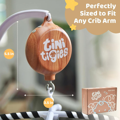 3 12 (30 TINITIGIES Crib Mobile Motor - Baby Mobile Music Box with Modes (Turn & Music, Turn Only, Music Only) Plays