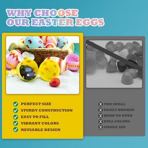 CJYGEGE 3 Inch 30 Pack Jumbo Plastic Easter Eggs - Premium Colorful Fillable Empty Easter Eggs Bulks for Easter Basket