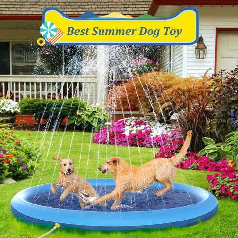 Raxurt Splash Sprinkler Pad for Dogs Kids, 97 Inch Anti-Slip Thickened Dog Pool Durable Upgrade Bath Pool Pet Summer