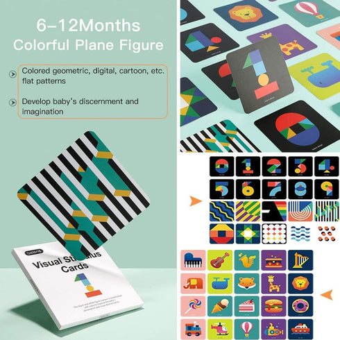 beiens High Contrast Baby Flashcard, 80 Pcs Visual Stimulation Learning Cards for Babies Ages 0-36 Months (5.5'' x