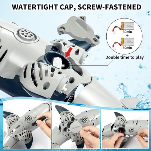 3-5, 3 4 5 6 7 8 9 TEMI Remote Control Shark Toy for Kids Boys Simulation RC Sharks with Light Water Spraying RC Boat