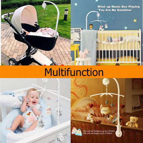 sweetfamily 34 Inch Baby Crib Mobile Bed Bell Holder with Music Box,Adjustable Holder DIY Arm Bracket Nut Screw
