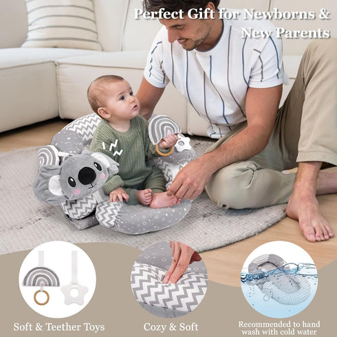 Foryoomi 4 1 Tummy 0-12 in Time Mat with Educational Cards, Play Mat & Sitting Support for Newborn Months, Infant Baby