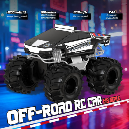 1:18 2.4 4WD 360 6+ Police Remote Control Car, Cyber Truck Remote Control Car, GHz Waterproof Amphibious RC Cars, All