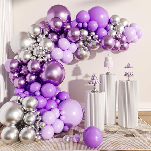 Chrome Metallic Purple Balloons, 12 inch, 100 Pcs Latex Shiny Balloons for Party Decoration