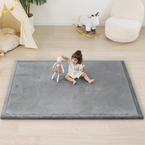 1.5" Tummy 50"x 50" Thick Baby Play Mat for Floor Time, Pro Soft Baby Activity Playmats Playroom, Easy Care
