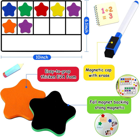 LOOIKOOS Magnetic Ten-Frame Set – Math Manipulative EVA Number Counting Games – Montessori Educational Toy Gift