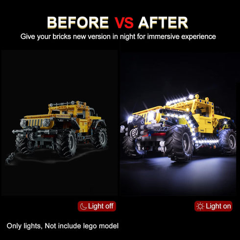 LED Light Kit for Lego Jeep Wrangler 42122, Compatible Lighting for Jeep Wrangler - Without Model (Remote Control
