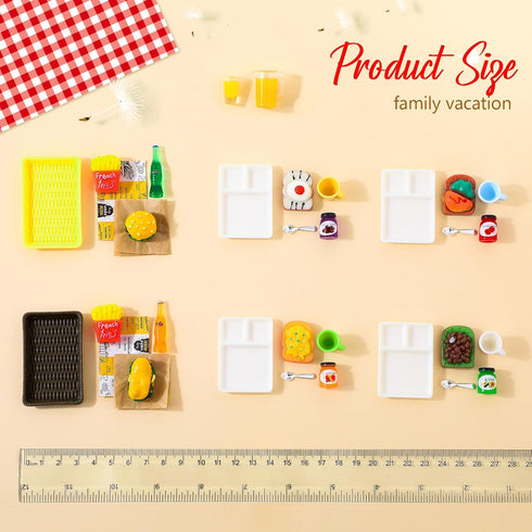 38 Pcs Miniature Food Toy Miniature Doll House Accessories Miniature Play Sets Small Doll Food Dollhouse Food, Hamburger Fries Soda Milk Juice Fast Food Set for Pretend Play Kitchen (Cute Style)