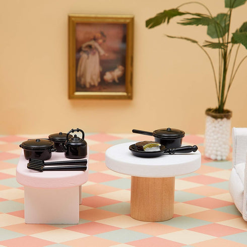 Sumind 20 Pcs Dollhouse Miniature Cooking Set, Pots and Pans 1/12 Scale Metal Stovetop Cookware for Dollhouse Decoration
