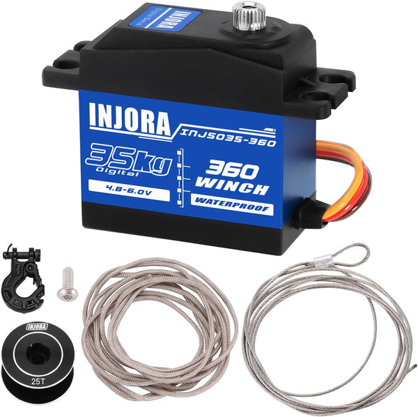 INJORA 35KG Digital Servo Waterproof 360 Rotation and 25T 8mm*16mm Servo Winch