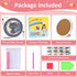 Gemozaic 6-8-12, (8x8inch) Cat Diamond Art Kits for Kids with Round Frame, Black Cat Diamond Art for Kid Ages Animal