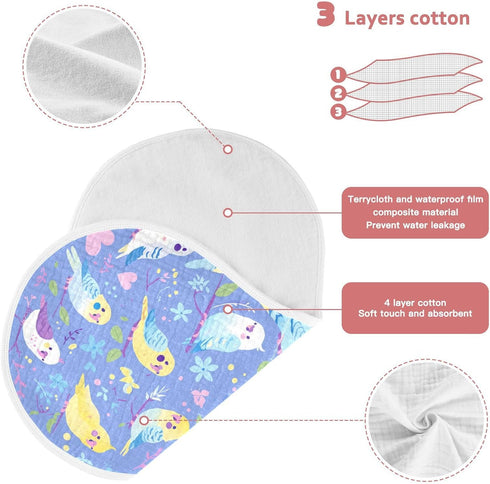 tplaotee 22x11in Lavender Playful Parrot Soft Color Cotton Newborns Burp Cloths Soft Touch Baby wash Cloth for Newborns