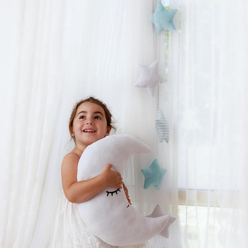 Perfectto Design Kids Moon Decorative Pillow, Stars Garland for Girls Toddler Room