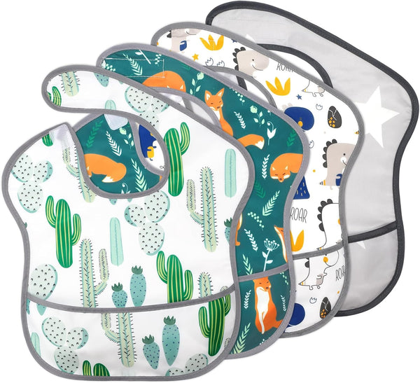 Accmor Baby Bibs for Eating, Waterproof Mess Proof Baby Toddler Bibs, Apron