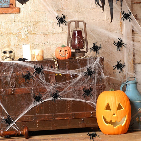 50 PCS Plastic Spiders, Realistic Mini Halloween Decorations, Educational Learning Toys for Party Supplies