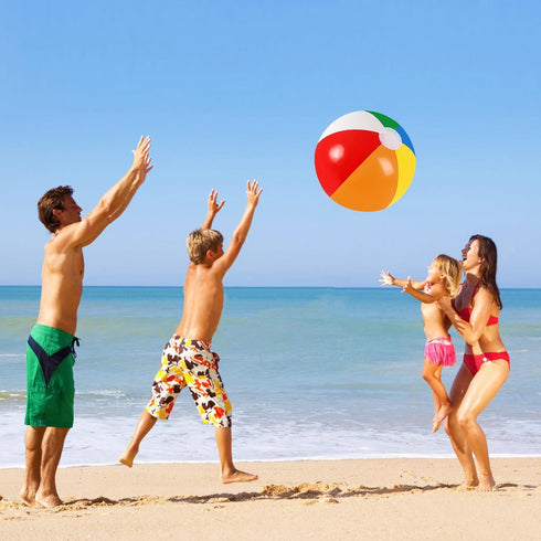 4 Pcs Large Rainbow Beach Balls - Inflatable Swimming Pool Toys for Summer Beach Water Games