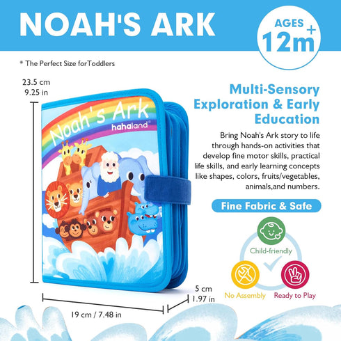 1-3 1 hahaland Noah's Ark Toy Busy Book for Toddlers - Baptism Gifts for Boys Girls - Montessori Toys for Year Old