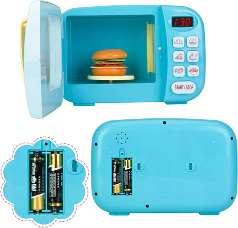 Set 6 3 Microwave Kitchen Play with Light Sound for Kids with Pretend Fake Food and Color DIY Play-Dough Clay Great