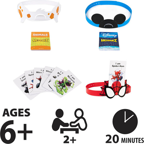 Hedbanz Picture Guessing Board Game Bundle of Disney, Spiderman, Animals for Family Game Night, Ages 6 and Up