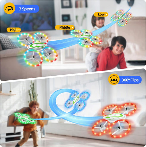 Redrie 3D Mini Drone for Kids Beginners, RC Quadcopter Drone with Colorful Light, One Key Start, Altitude Hold