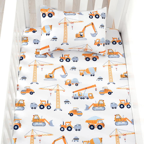3 Set Set Set Sets JISEN Piece Crib Bedding Soft Baby Crib Bedding Construction Trucks Crib Comforter - Comforter Sheet