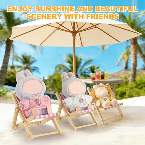SYFLHYP 4-7in Cute Doll Car Seat for Labubu, Premium Foldable Beach Lounger for Dolls, Beautiful Doll Display