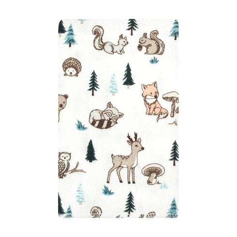 10-Pack, Hudson Baby Unisex Baby Cotton Flannel Burp Cloths, Boy Woodland Pals One Size