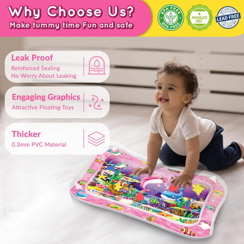 Infinno Tummy Time Water Mat for Babies, Sensory Development Toy for 3-9 Months, Great Gift Idea