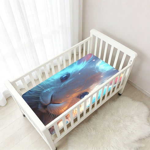 Bseiialft 52 28 Blue Rabbit Flames Crib Sheets for Boys Girls Soft and Breathable Cotton Baby Sheets for Standard Crib